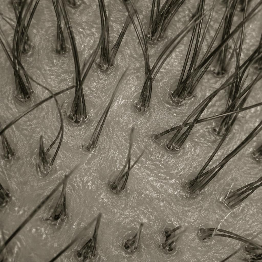 Dermoscopic view of follicular units